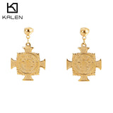 Stainless Steel Virgin Mary Earrings Punk Cross Religious Jewelry