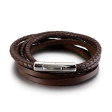 Multi-Layered Cowhide Bracelet Men Retro Brown Leather Wrap Bracelets