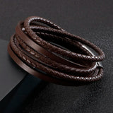 Multi-Layered Cowhide Bracelet Men Retro Brown Leather Wrap Bracelets