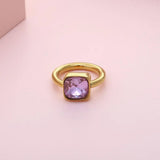 Colorful Glass Crystal Rings Stainless Steel Wedding Bands