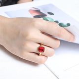 Colorful Glass Crystal Rings Stainless Steel Wedding Bands