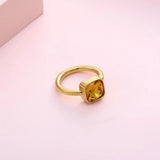 Colorful Glass Crystal Rings Stainless Steel Wedding Bands