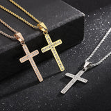 Zircon Cross Pendant Necklace Stainless Steel Hip Jewelry