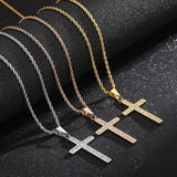 Zircon Cross Pendant Necklace Stainless Steel Hip Jewelry