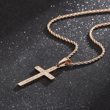 Zircon Cross Pendant Necklace Stainless Steel Hip Jewelry