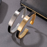 ID Bangle Men Stainless Steel Brushed Matte Mesh Bracelet
