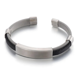 ID Bangle Men Stainless Steel Brushed Matte Mesh Bracelet