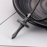 Stainless Steel Cross Pendant Necklace Men Amulet Prayer Jewelry