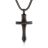 Stainless Steel Cross Pendant Necklace Men Amulet Prayer Jewelry