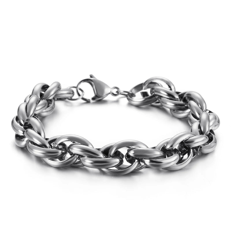Men's Stainless Steel Bracelet & Bangle - Two Sizes Three Styles