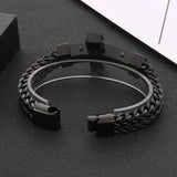 Dragonbone Chain Magnetic Clasp Cross Charm Stainless Steel Bracelet