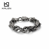 Punk Twisted Linking Box Chain Bracelet Men Matte Stainless Steel Letter X Charm