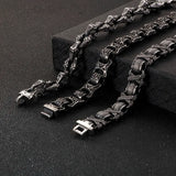 Punk Twisted Linking Box Chain Bracelet Men Matte Stainless Steel Letter X Charm
