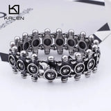 Gothic Skull Charm Bracelet 21.5cm Stainless Steel for Men