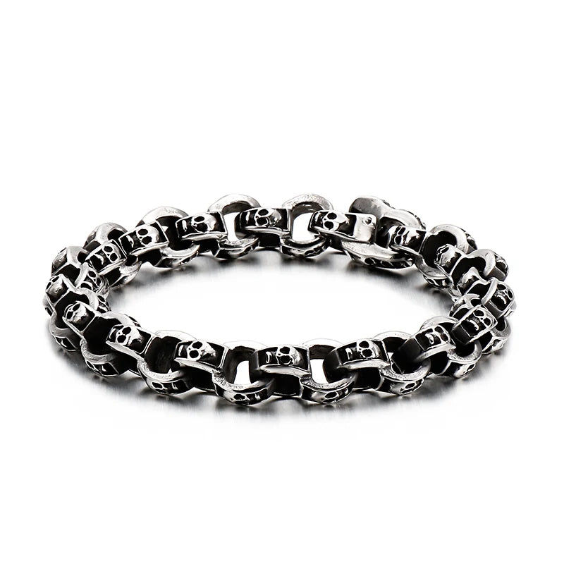 Men's Stainless Steel Skeleton Charm Bracelet