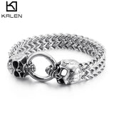 Punk Skull Charm Bracelet Stainless Steel Mesh Chain Bangle Men Jewelry