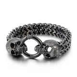 Punk Skull Charm Bracelet Stainless Steel Mesh Chain Bangle Men Jewelry