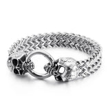 Punk Skull Charm Bracelet Stainless Steel Mesh Chain Bangle Men Jewelry