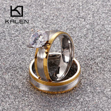 Romantic Wedding Rings Stainless Steel Zircon Engagement Jewelry