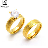 Romantic Wedding Rings Stainless Steel Zircon Engagement Jewelry