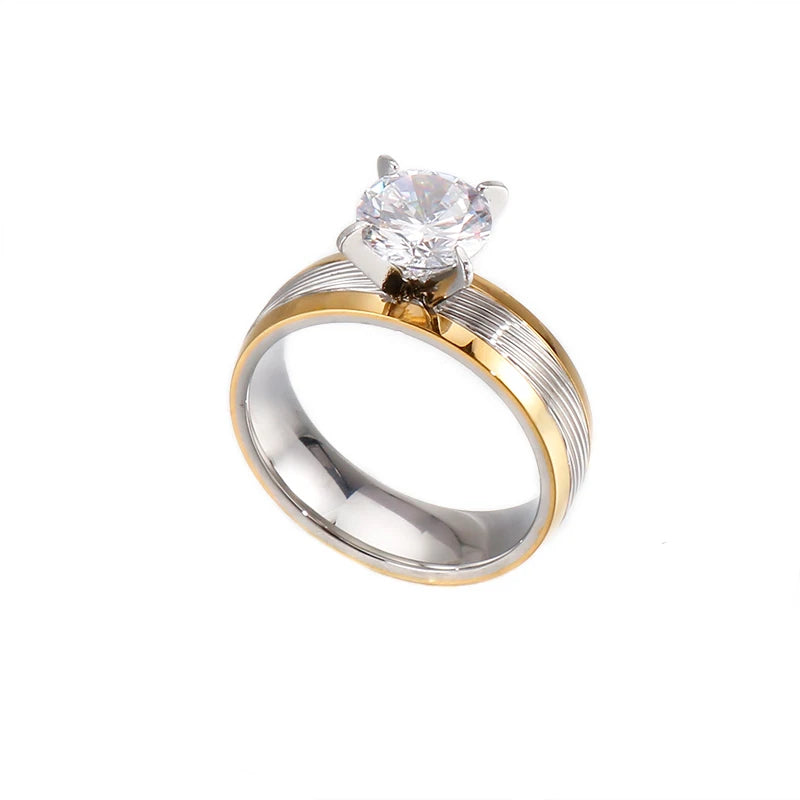 Romantic Wedding Rings Stainless Steel Zircon Engagement Jewelry