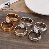 Romantic Wedding Rings Stainless Steel Zircon Engagement Jewelry