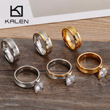 Romantic Wedding Rings Stainless Steel Zircon Engagement Jewelry
