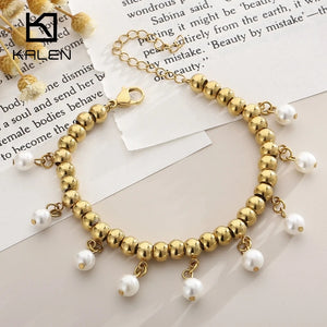 Bohemian Tassels Pearl Bracelet for Women, Daughter Birthday Gift