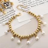 Bohemian Tassels Pearl Bracelet for Women, Daughter Birthday Gift