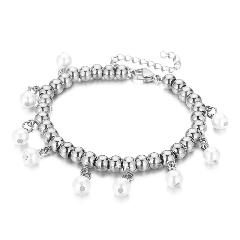 Bohemian Tassels Pearl Bracelet for Women, Daughter Birthday Gift