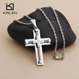3 Layer Cross Chain Necklaces For Men Stainless Steel Pendant Choker