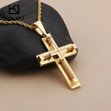 3 Layer Cross Chain Necklaces For Men Stainless Steel Pendant Choker
