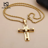 3 Layer Cross Chain Necklaces For Men Stainless Steel Pendant Choker