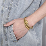 Snake Bangle Men Stainless Steel Punk Jewelry Wire Rope