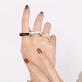 Square Multicolor Ring Stainless Steel Bohemia Colorful Stone Rings
