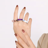 Square Multicolor Ring Stainless Steel Bohemia Colorful Stone Rings