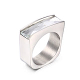 Square Multicolor Ring Stainless Steel Bohemia Colorful Stone Rings