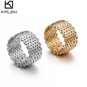 Bulgaria Rings For Women 12mm Width Rhinestone Grid Charm Finger Rings