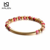 Boho Style Stainless Steel Beaded Bracelet for Women