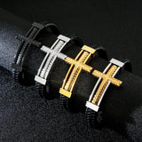 Ethiopian Cross Charm Bracelet Vintage Leather Armband