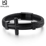 Ethiopian Cross Charm Bracelet Vintage Leather Armband