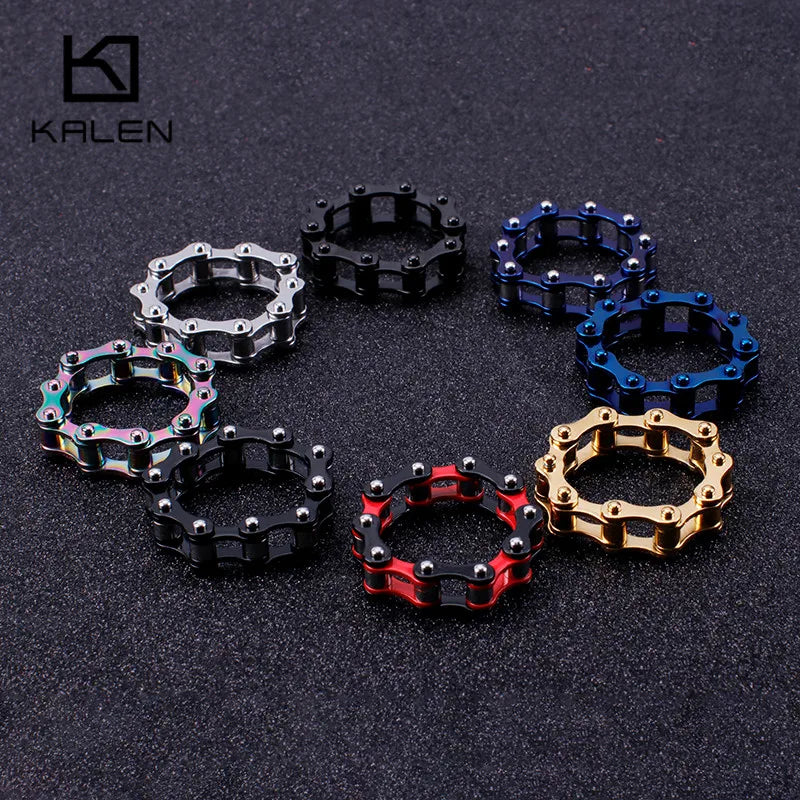 Colorful Stainless Steel Motorcycle Chain Ring for Men Party Jewelry