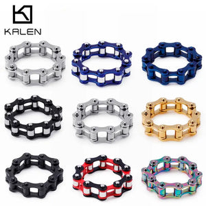 Colorful Stainless Steel Motorcycle Chain Ring for Men Party Jewelry
