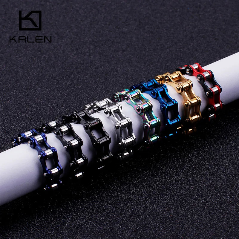 Colorful Stainless Steel Motorcycle Chain Ring for Men Party Jewelry
