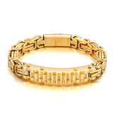 Stainless Steel Biker Bracelet with Royal Chain