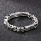 Stainless Steel Biker Bracelet with Royal Chain