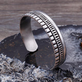 Men's Stainless Steel Cuff Bangle Grid Charm Bracelet