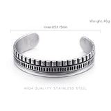 Men's Stainless Steel Cuff Bangle Grid Charm Bracelet