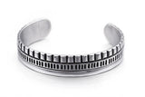 Men's Stainless Steel Cuff Bangle Grid Charm Bracelet