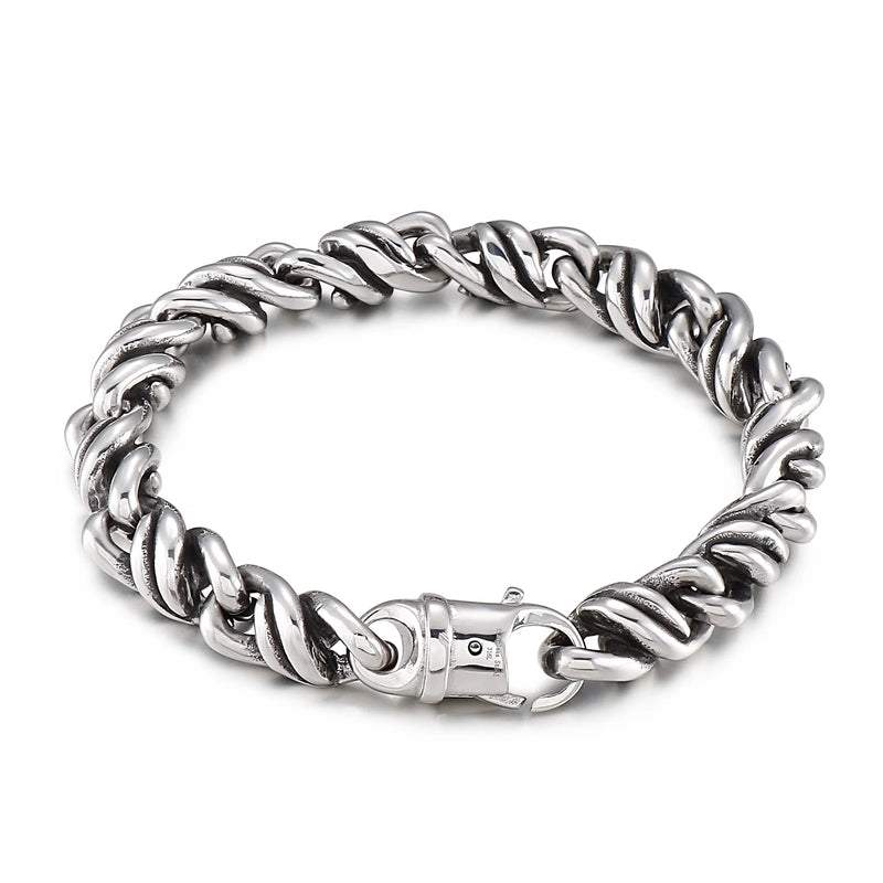 Men's Stainless Steel Link Chain Bracelet Metal Weave Armband Hand Jewelry